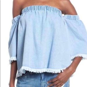 Nordstrom JOA denim off the shoulder top.